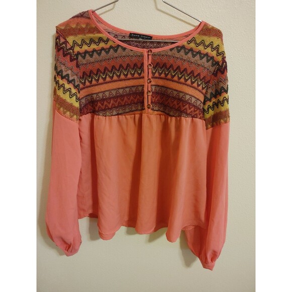 Pure Sugar Shirt Women's Large Top Blouse Pink - Picture 1 of 5